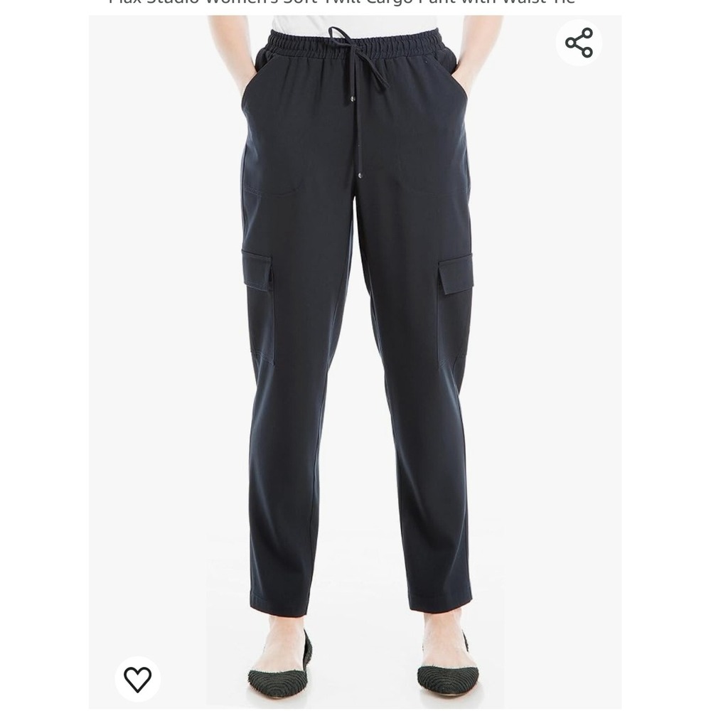 Max Studio Cargo Pants Womens S Navy‎ Blue Soft Twill Elastic Waist Lightweight
